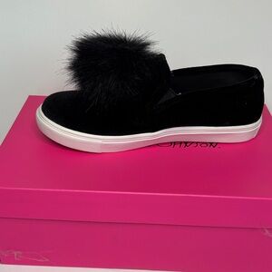 Betsey Johnson Black Furry Sneakers